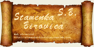 Stamenka Birovica vizit kartica